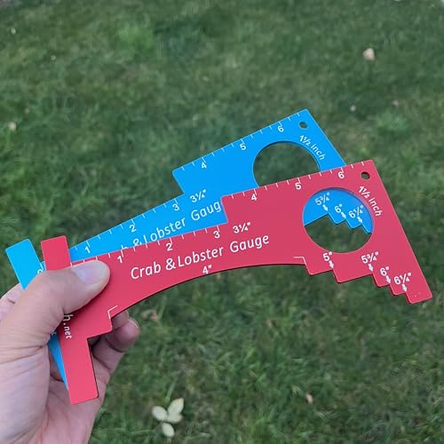 Crab Gauge & Lobster Ruler – 3mm Thick Aluminum Measuring Tool, Heavy-Duty Crab Ruler for Dungeness, Red Rock, Blue Crab & Lobster – Applicable for WA, OR, CA & Atlantic/Gulf States - color: Red