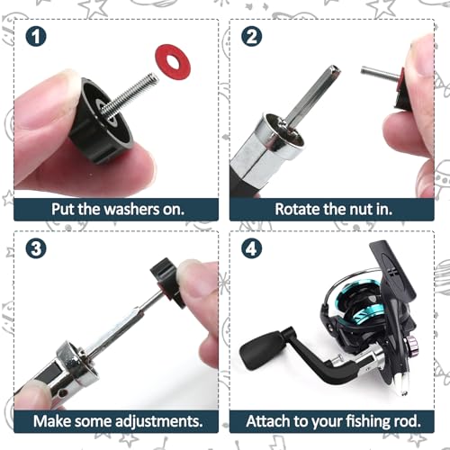2PCS Fishing Handles Spinning Reel Knob Replacement, Rubber Handle Reel Handle Grips Fishing Reel Replacement for Fishing Reel - size: 1000-4000