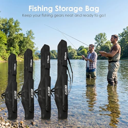 3 Layers Fishing Pole Bag, Fishing Rod Case, Portable Folding Fishing Rod Case Fishing Pole Reel Storage Bag Fishing Gears Organizer 130/150/170/190 - size: 130cm