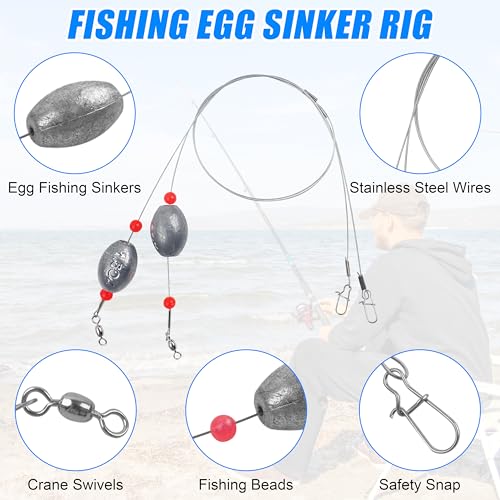 Carolina Rig Catfish Rig Saltwater Bottom Surf Fishing Rigs Flounder Rigs Wire Leaders with Egg Sinkers for Flounder Catfish Grouper Striped Bass Drum Redfish Fishing - size: 0.75 oz_4pcs