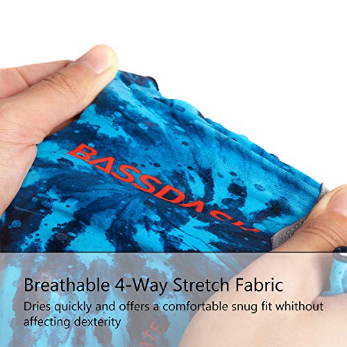 Bassdash ALTIMATE UPF 50+ Sun Protection Fingerless Fishing Gloves Men - color: Blue Camo, size: Large