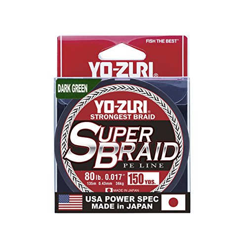 Yo-ZuriSuperbraid 80 Pound 150 Yards Dark Green Floating Braid - color: Dark Green, size: 80 lb