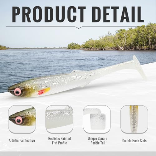 TRUSCEND Shadtale Easy Catch Soft Fishing Lures, Unique Vibration and Action for Various Rigs, Paddle Tail Swimbaits Trailer for Bass, Trout, Crappie, Walleye, Redfish, Saltwater & Freshwater Fishing - color: H-2.5",0.08oz,12pcs