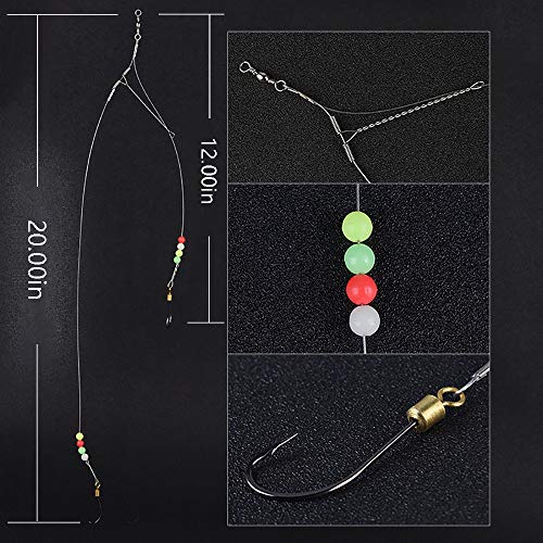 Dyxssm Fishing Hooks with Leader Rigging, Fishing Hook Line Stainless Steel Fishing Rigs Wire and Rig Hooks - size: 2/0#, style: Style-a: 2 Hooks Rig
