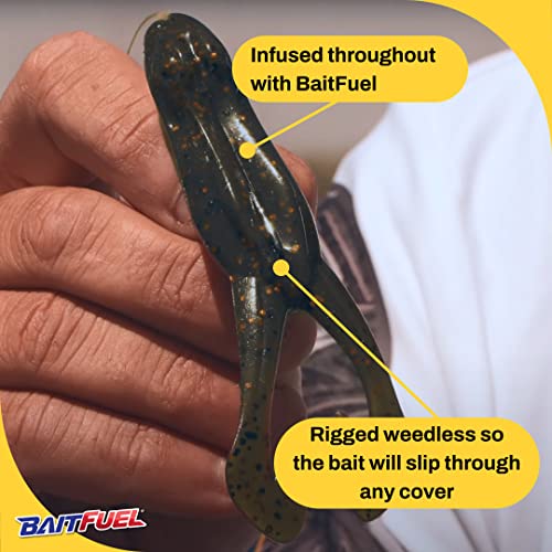 BAITFUEL BF Toad Infused with Supercharged X55 Formula Gel: Fish Scent Technology with Powerful Attractants|4-Inch, Trash (PN: X85559)