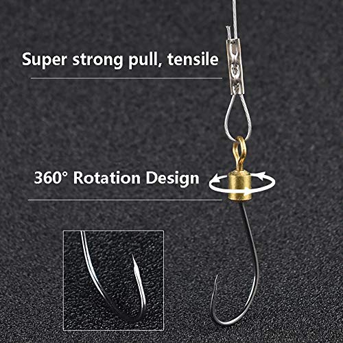 Dyxssm Fishing Hook and Leader, Fishing Rig Hooks with Wire Line Leader - size: 10#