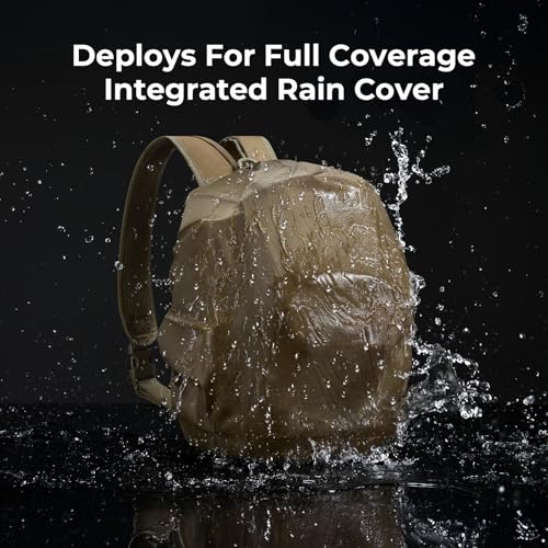 Piscifun Fishing Tackle Backpack, 3-Way Carry with Rod Holders | 16 smart pockets, 2 rod holders, Rain cover, Breathable back support, Convertible sling/waist/backpack carry - color: Khaki