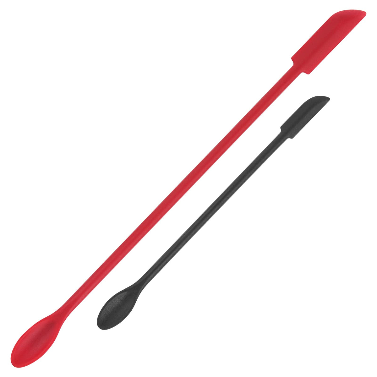 Mini Spatula Silicone Spatula Set - Cuttte 2pcs Small Makeup Scrapers for Cosmetics, Reusable Beauty Tiny Tools, Thin Jar Scraper, Get Last of Makeup Out, Black and Red