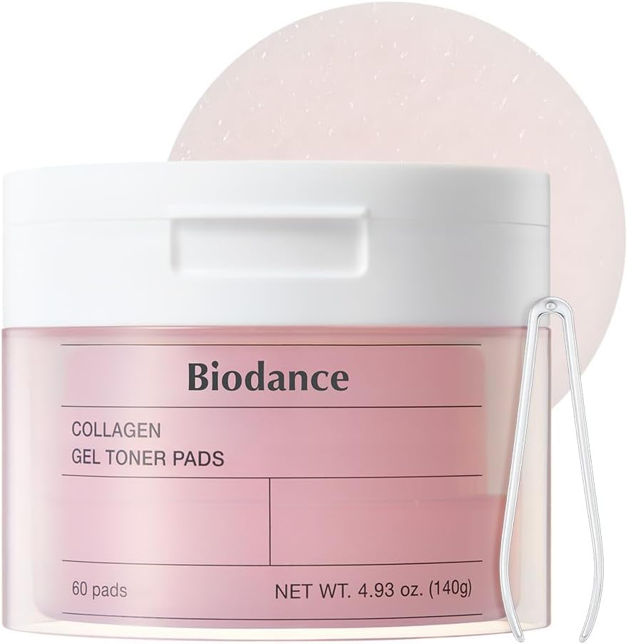 Biodance Collagen Gel Toner Pads, Pore Minimizer for Face, Improving Elasticity, Gentle Exfoliating Toner Pads for Sensitive Skin, Korean Skincareㅣ4.93 fl.oz.(140g)*60Pads