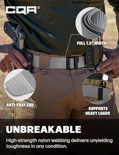 CQR Tactical Belt, Military Style Heavy Duty Belt, Webbing EDC Quick-Release Buckle - color: 2pack Dura Nylon Black/Grey, size: X-Large