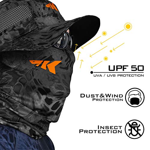 KastKing Sol Armis Neck Gaiter - UPF 50 Face Mask - UV Sun Protection Mask for Men & Women, Fishing, Hiking - color: C: Blackout (Size: 19"x9.5"), size: One Size