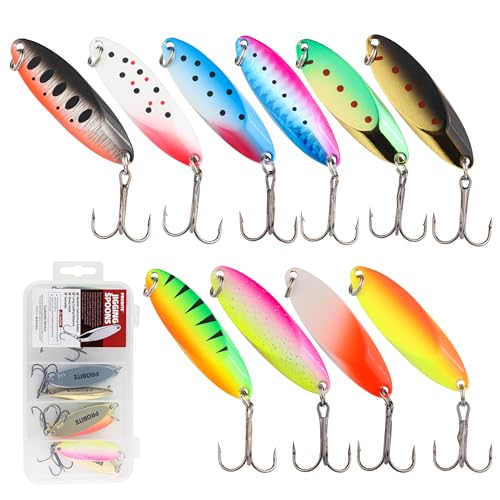 Jigging Spoon Fishing Lures, Slant Cut Metal Spoon with Glow, High Flash, Sharp Treble Hooks, Precision Wobble for Bass, Trout, Pike & Walleye - color: New10PCS, size: 3/4oz