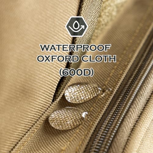 Ghosthorn Fishing Tackle Bag with Rod Holder Saltwater & Freshwater Resistant Large Tackle Box Bag - Waterproof Base, Adjustable Padded Shoulder Strap (Khaki) - color: Khak-Waterproof Bottom, size: Large