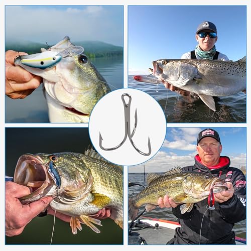 Classic Treble Hooks,20pcs Large Treble Fishing Hooks Saltwater Treble Hooks Silver Big Game Triple Barbed Fish Hooks Saltwater Fishing Hooks Size 4/0 6/0 7/0 8/0 10/0 - size: 20pcs-8/0