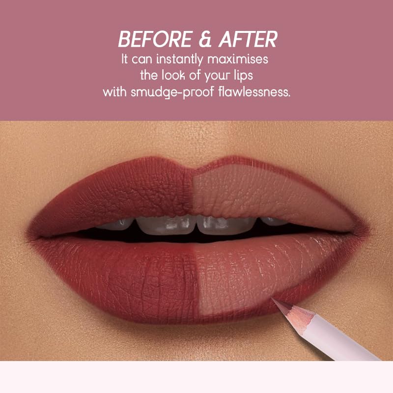 USHAS Lipstick and Lip Liner Combo Set 2 in 1 Waterproof Lipstick for Women Lip liner Set Long Lasting Lipstick, Matte Lipstick Pen with Lip Liner Set Makeup Kits (S15, Pack of 1)