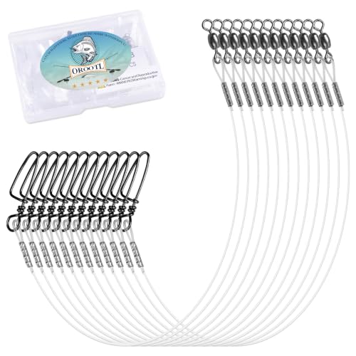 Fishing Fluorocarbon Leader Line, 12/48pcs Fluorocarbon Fishing Lines with Swivel and Snaps Heavy Duty 20-50lb Saltwater Freshwater Fishing Leader Connects Lures Bait Hooks - style: 40lb-12pcs