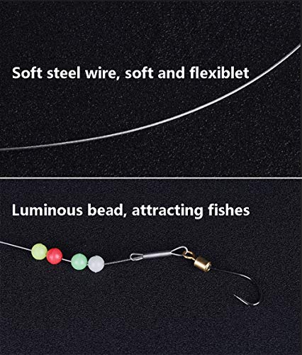 Dyxssm Fishing Hooks with Leader Rigging, Fishing Hook Line Stainless Steel Fishing Rigs Wire and Rig Hooks - size: 2/0#, style: Style-a: 2 Hooks Rig