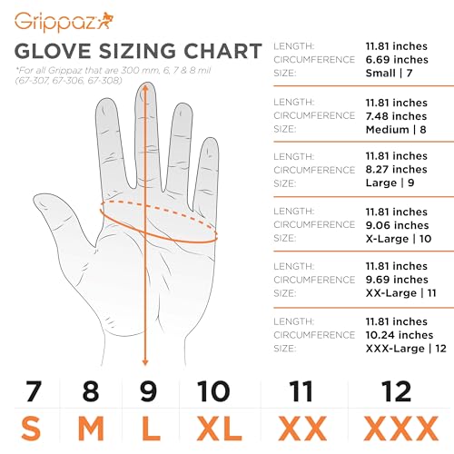 PIP Grippaz Food Plus 8 Mil Nitrile 12" Disposable Gloves 48-Pack, Fish Scale Grip, Enhanced Fatty Food Handling, Blue, 2X-Large (67-308/XXL) - size: XX-Large