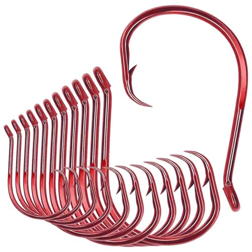 XFISHMAN Circle-Hooks-Fishing-Equipment-Octopus-Hooks-Saltwater-50 Pack #1 –12/0 - color: Red, size: 3/0 50-Pack