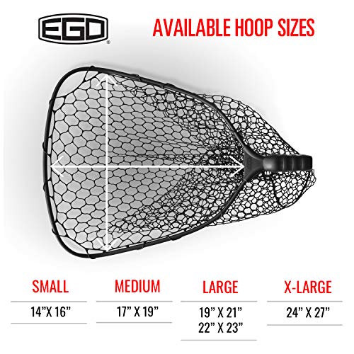 Ego S1 Slider Fishing Net, Ultimate Fishermen’s Tool Fixed Handle, Replaceable Head, Salt & Freshwater, 17x19 Inch Hoop - color: Blue/Black, size: Rubber Coated Nylon Mesh