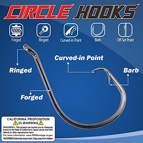 XFISHMAN Circle-Hooks-Fishing-Equipment-Octopus-Hooks-Saltwater-50 Pack #1 –12/0 - color: Black, size: 4/0 50-Pack