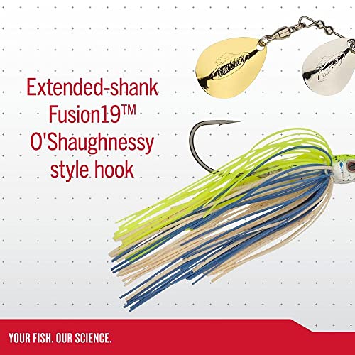 Berkley Power Blade Compact Fishing Spinnerbaits - color: White Chartreuse/Silver + Gold, size: 1 oz - Colorado Willow