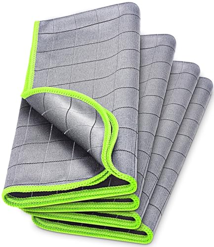 Airlab Microfiber Towels Cars Wash Drying Cleaning Cloth, Light Grey-Green | Thick Plush Auto Detailing Super Absorbent for Interior & Exterior Lint Free, Streak Free, 20" x 16", Pack of 4 - color: Light Grey-green