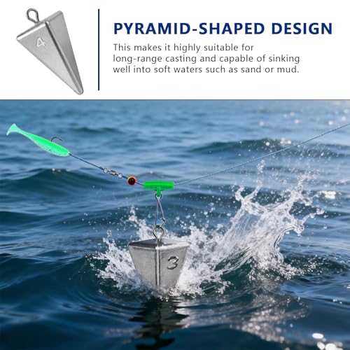 Pyramid Sinkers Fishing Weights Sinkers, Saltwater Fishing Weights Assortment Pyramid Weights for Surf Fishing - size: mixed-10pcs(1oz4pcs+2oz3pcs+3oz3pcs)