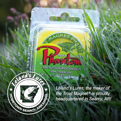 Trout Magnet Phantom Fluorocarbon Leader – Ultra-Invisible, 100% Fluorocarbon Clear Leader Line (Tippet) for Trout & Clear Water Fishing - 50 Meter Spool - size: 3lb, 6X Tippet