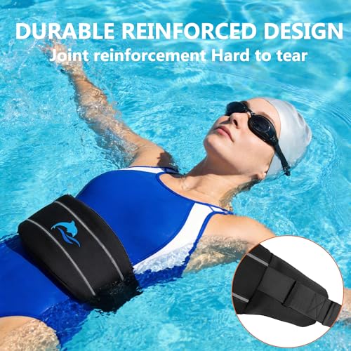 SIXRARI Adult Flotation Swim Belt, Adjustable 3-Section Buoyancy Belt with Reflective Strips for Water Aerobics, Aqua Jogging, Pool Exercise, Swimming Training & Low-Impact Workout - size: Large