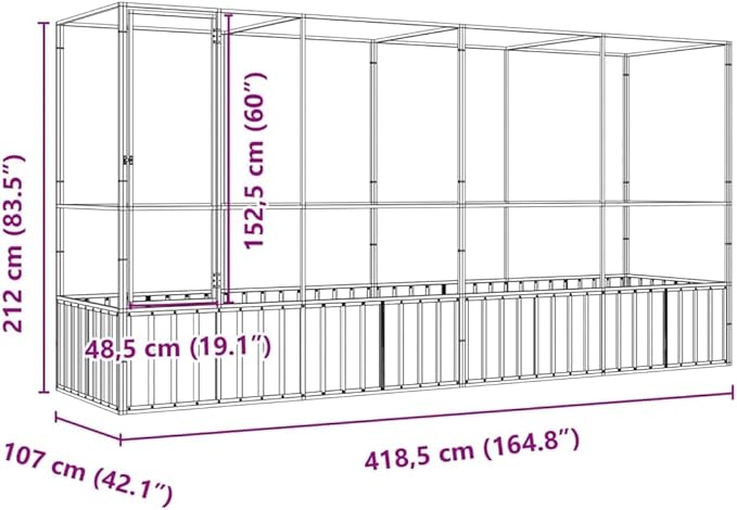 Steel Aviary with Extension, Large Bird Cage with Lockable Door, Aviary Spacious and Versatile Cage Ideal for Parakeets, Parrots, Lovebirds, Cockatiels, Pigeons, 164.8"x42.1"x83.5",-276