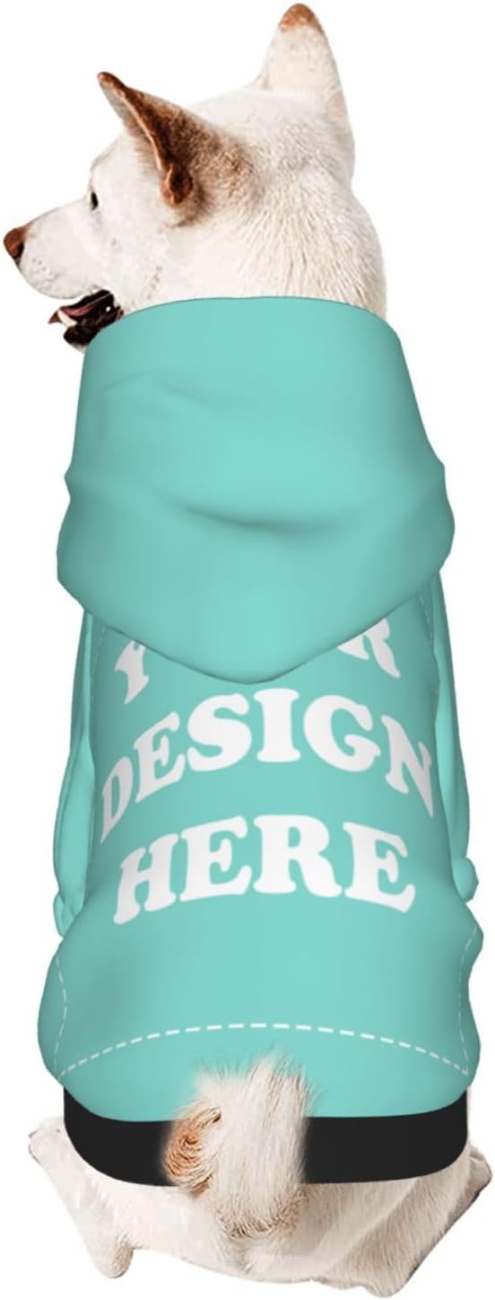 Dog Costume, Custom Dog Hoodie, Dog Name Costume Holiday Pet Pajamas Outfit, Personalized Pet Coat Costumes for Small Medium Large Dogs and Cats for Winter, Turquoise, M