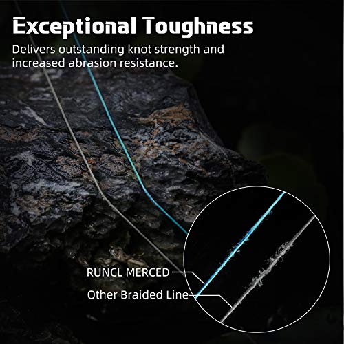 RUNCL Braided Fishing Line Merced, 1000 500 300 Yards Braided Line 4 8 Strands, 6-200LB - Proprietary Weaving Tech, Thin-Coating Tech, Stronger Smoother for Freshwater Saltwater - color: Blue, size: 10lb/300yards (4 Strands)