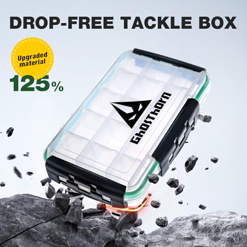 Ghosthorn Fishing Tackle Box, Waterproof 3600 and 3700 Tackle Trays, Plastic Tackle Box Organizer with Removable Dividers Storage Lure Box for Lures 2 Pack (3600 * 2) - size: 3600*2