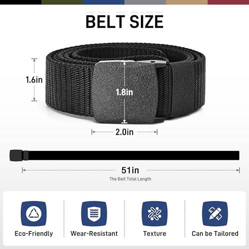 UNGGJKB Men's Tactical Belt, Nylon Casual Elastic Belt, Work Belt That Can Be Cut And Adjusted - color: Blue/Black