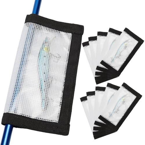 Fishing Lure Wraps 2-10 Pack Durable Clear PVC Lure Wrap for Fishing Rod Saltwater Hook Covers Fabric Lure Protector - color: 10 packs Large 7.8″x 4.3″