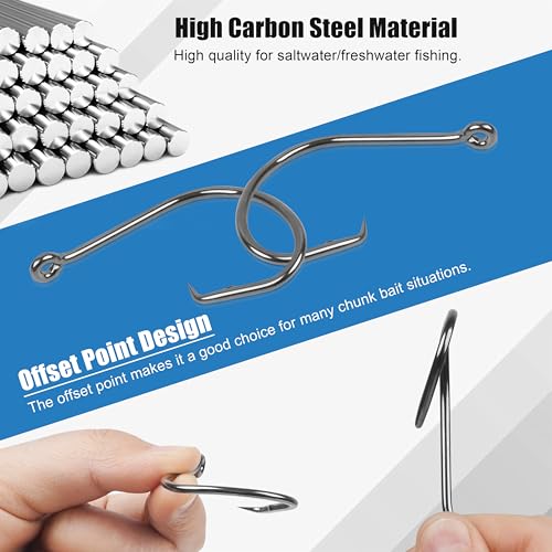 Circle Hooks Saltwater,100pcs Catfish Hooks Offset Circle Octopus Fishing Hooks High Carbon Steel 2X Strong Barbed Fishhooks for Bass Trout Freshwater Saltwater - size: 100pcs-1/0