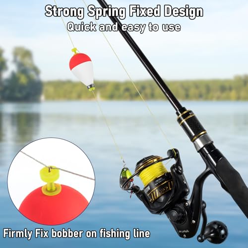 Dr.Fish 5 Pack Weighted Fishing Bobbers Snap-on Spring Bobbers Push Button Floats EVA Foam Pear Shape Bass Freshwater Fishing for Crappie Panfish Bluegill Trout - color: Red/White, size: 2.5"(3/4oz)