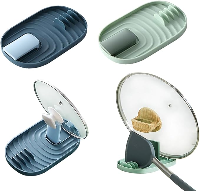 Multifunctional Spoon Rest, 2PCS Foldable Pot Lid Holder Spoon Rest Pan Pot Cover Lid Rack Shelf Standfor Stove Top Kitchen Gadgets Utensil Holder for Home Use Stove