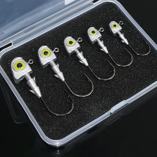 15pcs Swimbait Jig Heads Dual Bait Keeper 3D Eye Salt Fresh Water Soft Lure Hooks Multi Weight Assortment 1/8-1/2oz - size: 1/2oz-15Pack