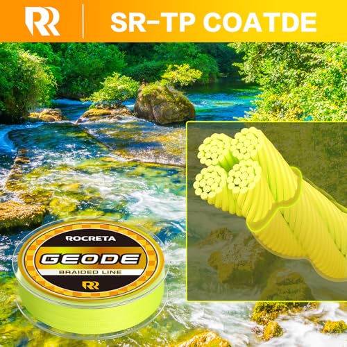 Geode Braided Fishing Line, Super Strong Power Braid Lines for Saltwater and Freshwater Fish 8-50lb, 150yds/300yds/500yds/1000yds - color: Hi Vis Yellow, size: 30LB(150YDS)