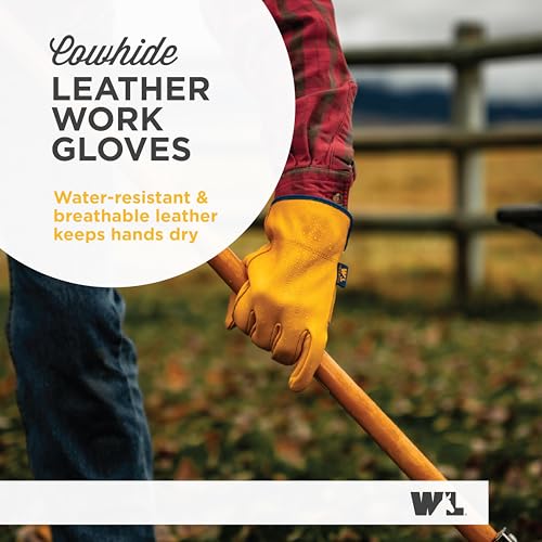 Wells Lamont Men's Slip-On HydraHyde Leather Work Gloves – Water-Resistant, Breathable, Durable – Ideal for Gardening, Landscaping, Ranching – Heavy Duty Leather Work Gloves – Saddletan, X-Large - size: X-Large (Pack of 1), style: Slip-on