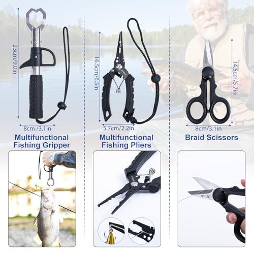 Goture Fishing Rod and Reel Combos,1.8M-2.7M Telescopic Fishing Pole Spinning Reel Line Lures Set with Carrier Bag,Telescopic Rod Kit for Starter Travel Saltwater Freshwater Gear Gift - color: C5:Fishing Full Kit with Carrier Bag, size: 8 ft/2.4 m