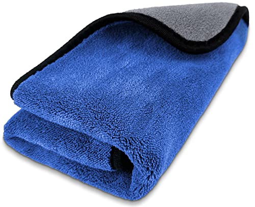 Airlab Microfiber Towels Cars Wash Drying Cleaning Cloth, Navy Blue & Grey | Thick Plush Auto Detailing Super Absorbent for Interior & Exterior Lint Free, Streak Free, 35 x 24 Inch, Pack of 1 - color: Navy Blue & Grey