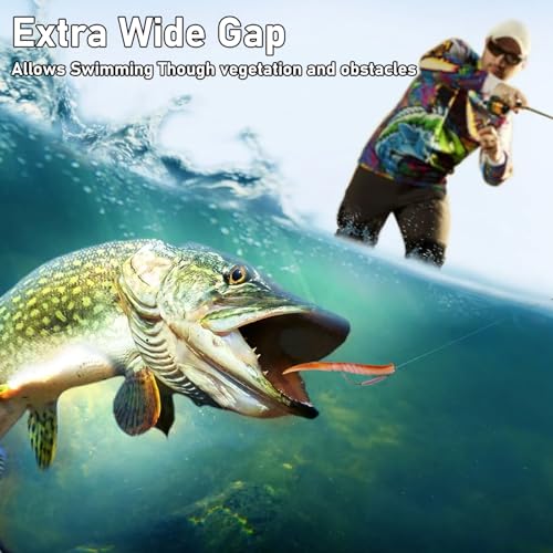 Dr.Fish 15 Pack Weighted EWG Hooks Weighted Worm Swimbait Hooks Bass Fishing Inline Extra Wide Gap Texas Rig Carolina Rig - size: 1/16oz-#2 Hook