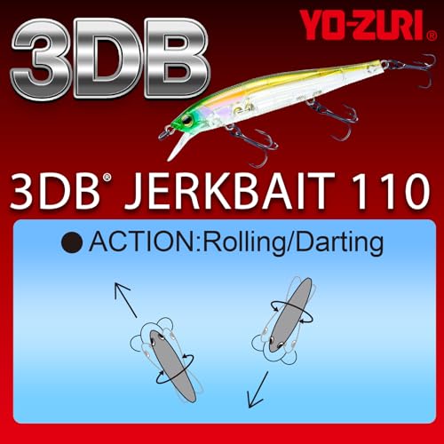 Yo-Zuri 3DB Jerkbait 110, Suspending, 4-3/8 Inch, 110mm, Natural Ayu - color: Pearl shad, size: 4-3/8 Inch