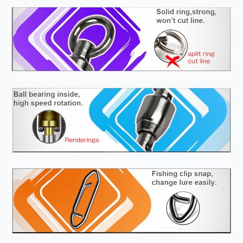 AMYSPORTS High Strength Snap Swivels Stainless Bearing Rolling Fishing Swivel Freshwater Snap Swivels Fishing Clip Steel Black Nickel - size: Size 2+M (67lb) 50 pcs