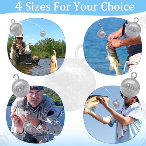Round Fishing Sinkers 10/5pcs Cannonball Lead Weights | Assorted Sizes Egg Sinkers Saltwater Freshwater 1oz to 4oz - size: 4oz-5pcs