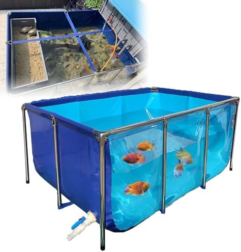 Flexible PVC Fish Breeding Water Tank with Steel Frame, Aquatic Pets Pool, Backyard Pond, Clear Viewing Window, Easy Assembly, 50x40x30cm - Ideal for Fish Lovers
