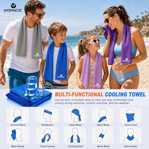 YQXCC 4 Pack Cooling Towels 40"x12", Cold Cool for Neck & Face | Cooling Neck Wraps, Soft Breathable Microfiber Chilly Towels, Ideal for Gym, Yoga, Golf, Running, Camping & Hot Weather - color: Dark Blue*2 + Purple*2